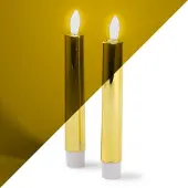 Lumineo Led dinerkaars | | 17 cm | (Bewegende vlam, Batterijen, Goud)