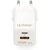 Q-Master GaN Mini snellader | | 30W (USB A + USB C, Wit)