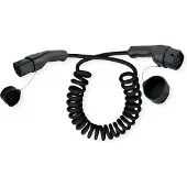 Roline Auto oplaadkabel Type2, 1-fase, 250 VAC (1P+N+E), 32 A, 7,4 kW, spiraalkabel (bruikbaar 3m)
