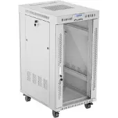 Lanberg FF01 serie V2 - Netwerkserverkast - 600 x 800, platpakket, met glazen deur, LCD - met LCD-scherm, thermostaat - vrijstaand - Grijs, RAL 7035 - 22U - 48,3 cm (19")