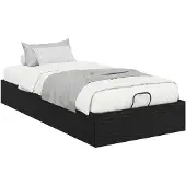vidaXL Ottoman Bedframe Zwarte Eik 193 x 90 x 25 cm Geconstrueerd hout