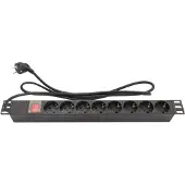 GOOD CONNECTIONS 19 inch stekkerdoos | schakelaar | CEE 7/7 - 8x CEE 7/3 | 1U | zwart | 1,8 meter