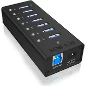 Raidsonic IB-AC618 7-poorts USB 3.0 Hub Zwart