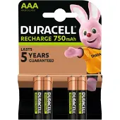 Duracell Oplaadbare AAA / HR03 Ni-Mh Batterijen (4 stuks, 750 mAh)