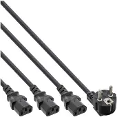 InLine 3x C13 - CEE 7/7 (haaks) Y-stroomkabel - 1,50m + 3x 1,50m - 3x 1,50mm / zwart - 3 meter
