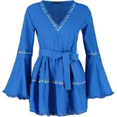 Trendyol Jurk azuur / zwart / wit