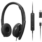 Lenovo 4XD1M39029, bekabelde hoofdtelefoon, frequentiebereik 20 - 20000 Hz, gewicht 148 g, kleur: zwart