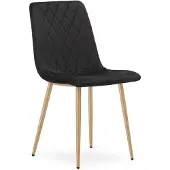 Leobert Eetkamerstoel TURIN - Zwart fluweel - Eikenlook poten - Modern design