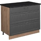 Vicco Keukenonderkast Fame-Line, Donkergrijs/Goudkleurig Eiken, 100 cm, WB Antraciet