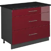 Vicco Keukenonderkast Fame-Line, Bordeauxrode hoogglans/Antraciet, 100 cm, WB Antraciet