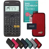 Casio fx-83GT X incl. beschermhoes Rood & vakboek (64 pagina's, DIN A5) – Wetenschappelijke rekenmachine – Smart Set