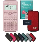 Casio fx-83GT X incl. beschermhoes Rood & vakboek (64 pagina's, DIN A5) – Wetenschappelijke rekenmachine – Smart Set