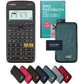 Casio fx-83GT X incl. beschermhoes Turkoois & vakboek (64 pagina's, DIN A5) – Wetenschappelijke rekenmachine – Smart Set