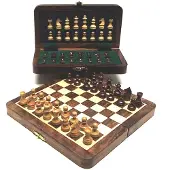 HOT Games HOT-Games Schaak-klapcassette - Magnetisch - Acacia hout - 20x10 cm