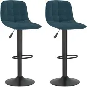 vidaXL Barkrukken 2 st fluweel blauw