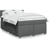 vidaXL Boxspring met matras stof donkergrijs 140x200 cm
