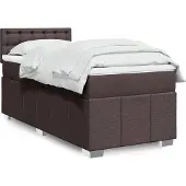 vidaXL Boxspring met matras stof donkerbruin 90x200 cm