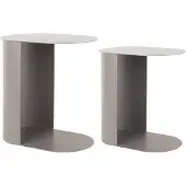 Leitmotiv Bijzettafel Set Riqueza Oval Warm Grey (Set van 2)