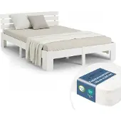 Homestyle4u Tweepersoonsbed - 140x200 cm - met Binnenveringmatras - Wit