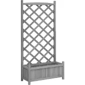 vidaXL Plantenbak met latwerk 75x35x150 cm massief vurenhout grijs