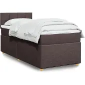vidaXL Boxspring met matras stof donkerbruin 100x200 cm