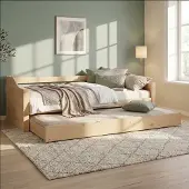 Homestyle4u Gastenbed - 90x200 cm - Eenpersoonsbed - Uitschuifbed - met lattenbodem - Natuur
