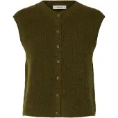 Selected Wolmix Gebreid Gilet Dames Bruin L