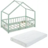 En.casa Kinderbed Treviolo met uitvalbeveiliging en matras 70x140 mint en wit []