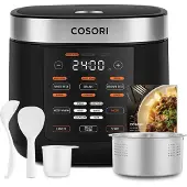 Cosori Rijstkoker, Slow Cooker & Stomer met Keramisch Gecoate Binnenpan en Fuzzy Logic, 50 Recepten, 10 Kopjes, 5L Capaciteit