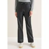 Cecil Dames Broek met gecoate Wide Legs - Zwart - L