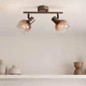 LumenXL 2-lichts draaibare plafondlamp Phiene - bruin ombre-glas