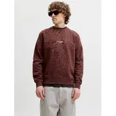 Jack & Jones Sweatshirt 'JJESoho' chocoladebruin / wit