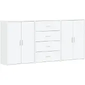 vidaXL Dressoirs 3 st 60x31x84 cm bewerkt hout wit