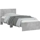 vidaXL Bedframe Wandgemonteerd met hoofdeinde Betongrijs Bewerkt hout