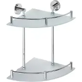 Sapho X-Round E dubbel glazen hoekplanchet met stang 28x38x28cm, chroom