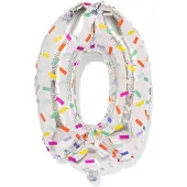 HEMA Folieballon cijfer 0 60cm confetti (multicolor)