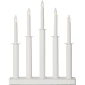 Star Trading kandelaar Plaat, wit, metaal, 5-vlam, hout, 45cm