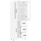vidaXL Hoge kast 69,5x34x180 cm bewerkt hout wit