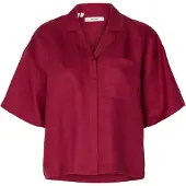 Selected Korte Mouwen Blouse Van Linnenblend Dames Purper 40