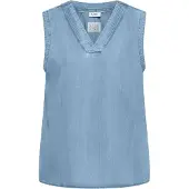 Cecil Dames Blousetop in denimlook met V-hals - Blauw - S