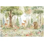 WALLARENA - Fotobehang - 250x175 cm - kinderthema met dieren in het bos