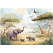 WALLARENA - Fotobehang - 300x210 cm - jungle dieren fototapet voor kinderkamer