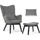 Sofotel Norse Fauteuil "Oorfauteuil" met Voetenbank – Grijs
