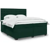 vidaXL Boxspring met matras fluweel donkergroen 200x200 cm
