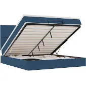 vidaXL Ottoman bed met matras en LED's 180x200cm stof blauw