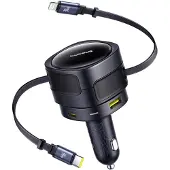 Baseus TuXiang Max Auto Lader Dubbele Lijn + Dubbele Poort Versie (C+L)+(U+C) 90W Interstellair Zwart