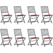 vidaXL Tuinstoelen 8 st inklapbaar met kussens massief acaciahout