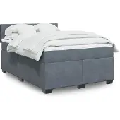 vidaXL Boxspring met matras fluweel donkergrijs 160x200 cm