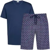 Mey Pyjama kort 'Tie Minimal' donkerblauw