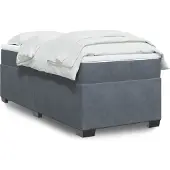 vidaXL Boxspring met matras fluweel donkergrijs 90x200 cm